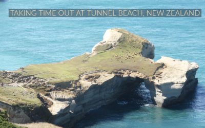 Taking time out at Tunnel Beach, New Zealand