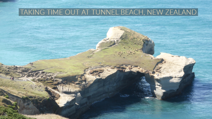 Taking time out at Tunnel Beach, New Zealand