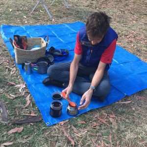 James making the first coffee of the day.