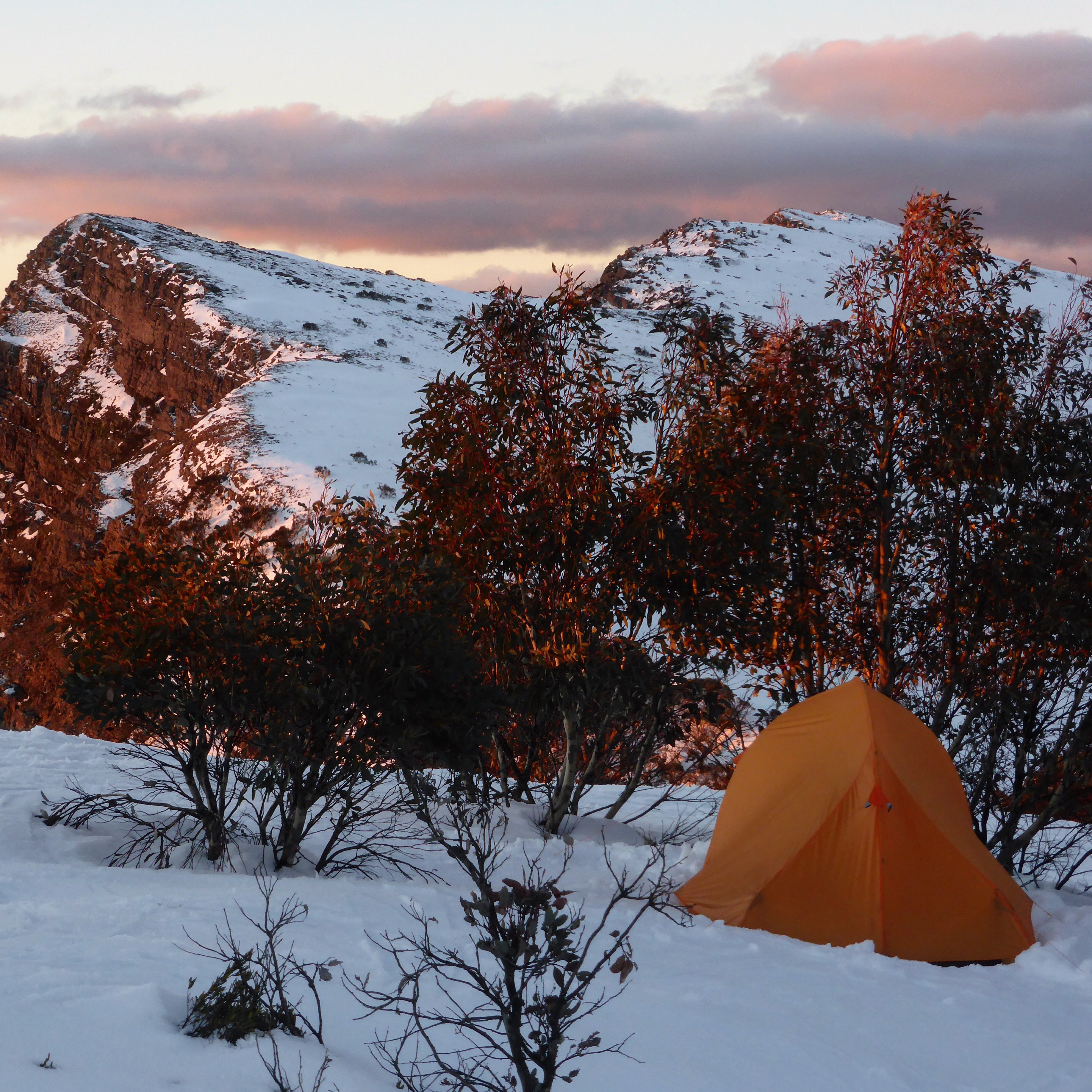 Camping in snow