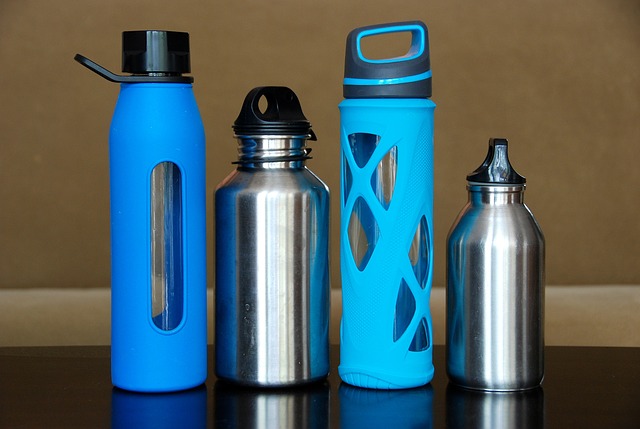 Variety of water bottles for travellers