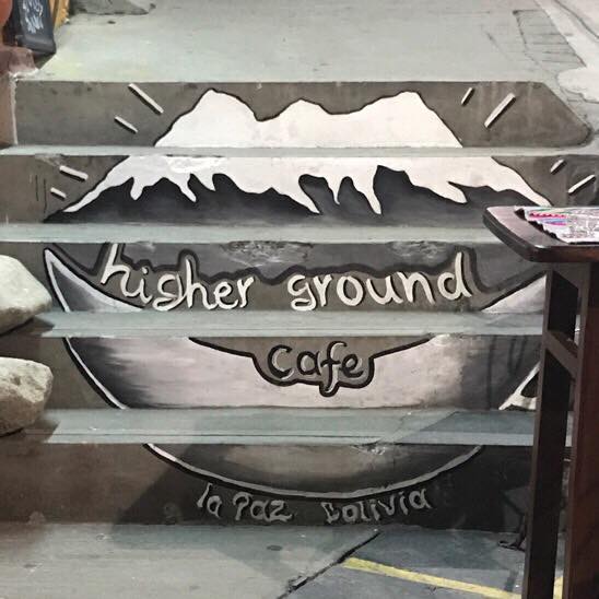 Higher ground cafe in La Paz Bolivia