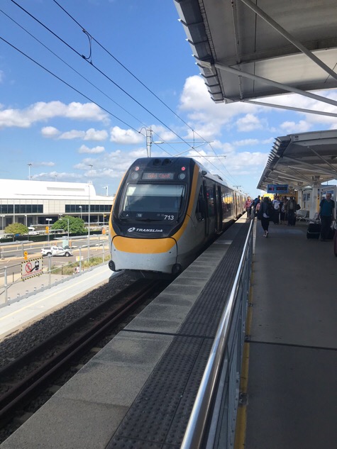 Train arriving at the Brisbane airport