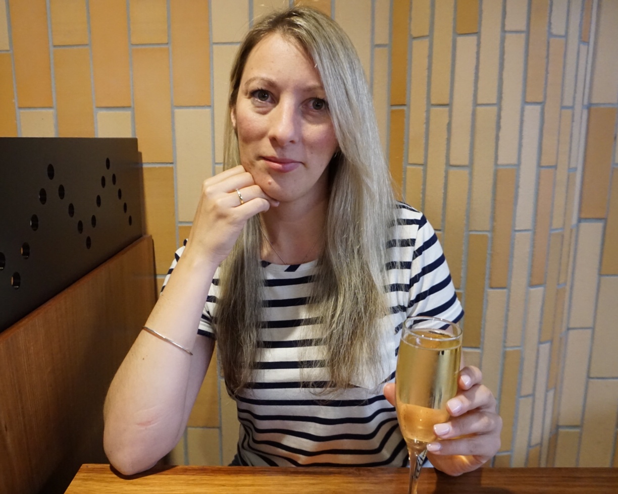 White woman relaxing at the airport