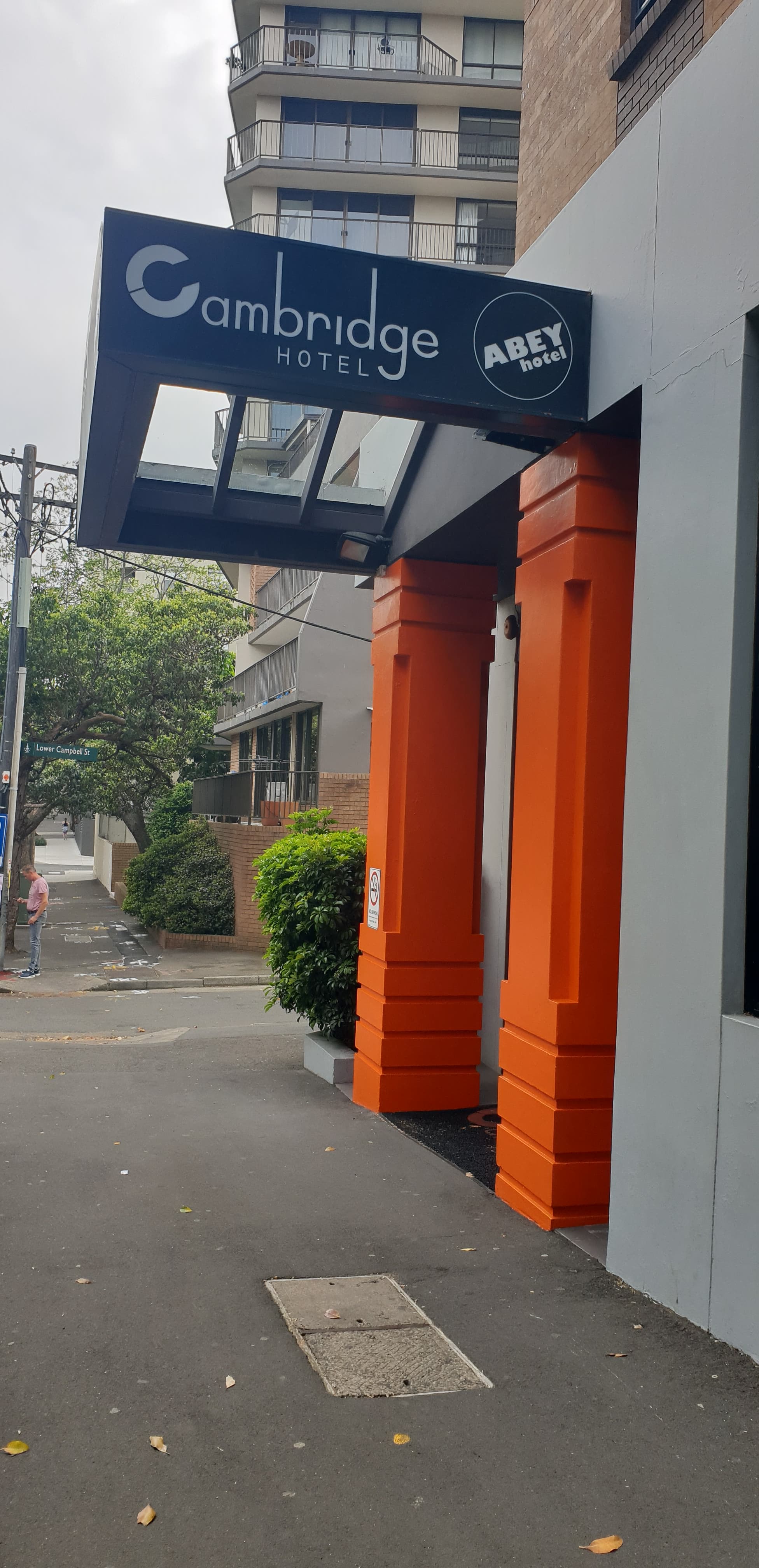 Bright orange door Cambridge Hotel