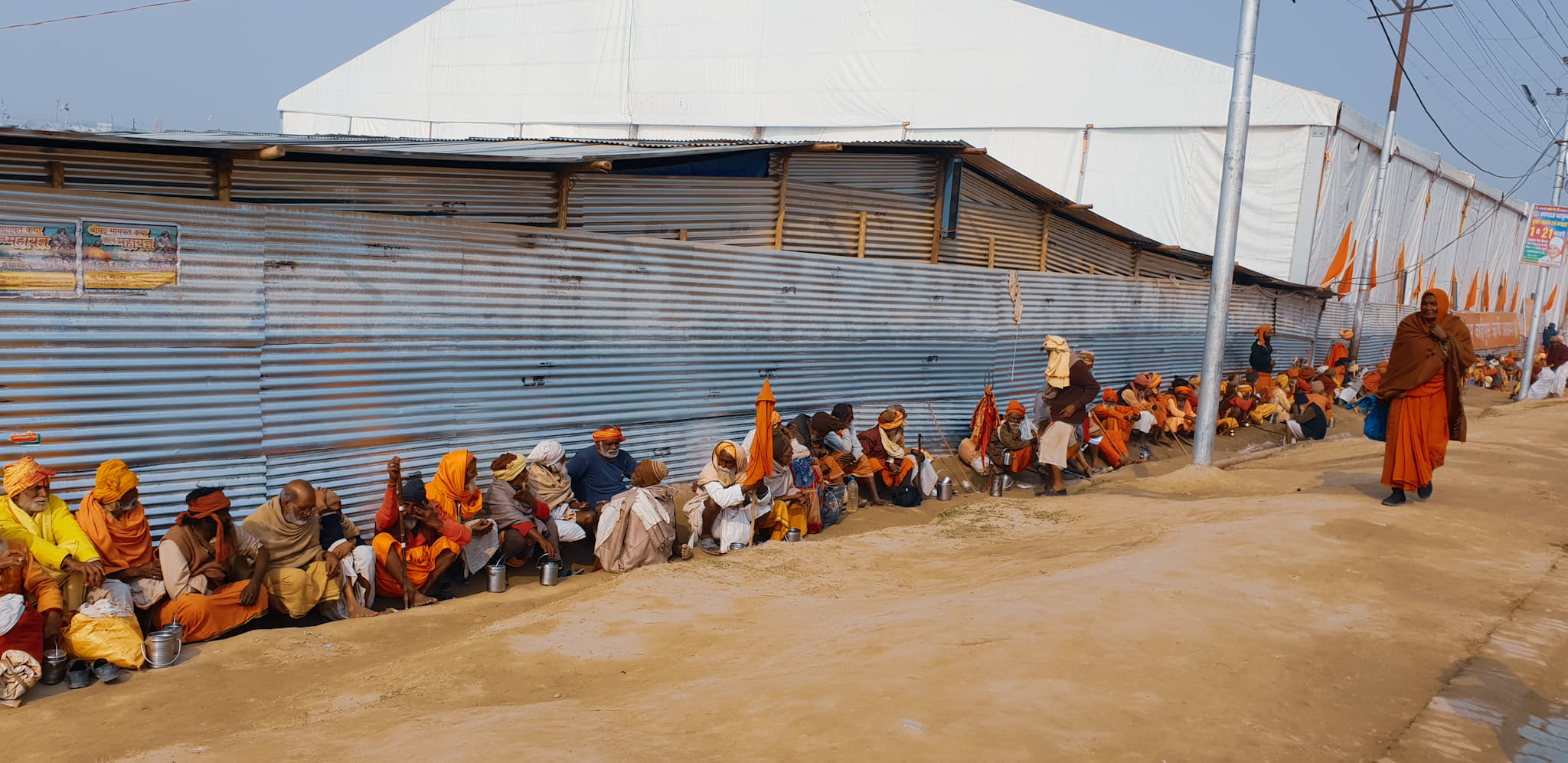 Pilgrims waiting for food Traeling Honeybird