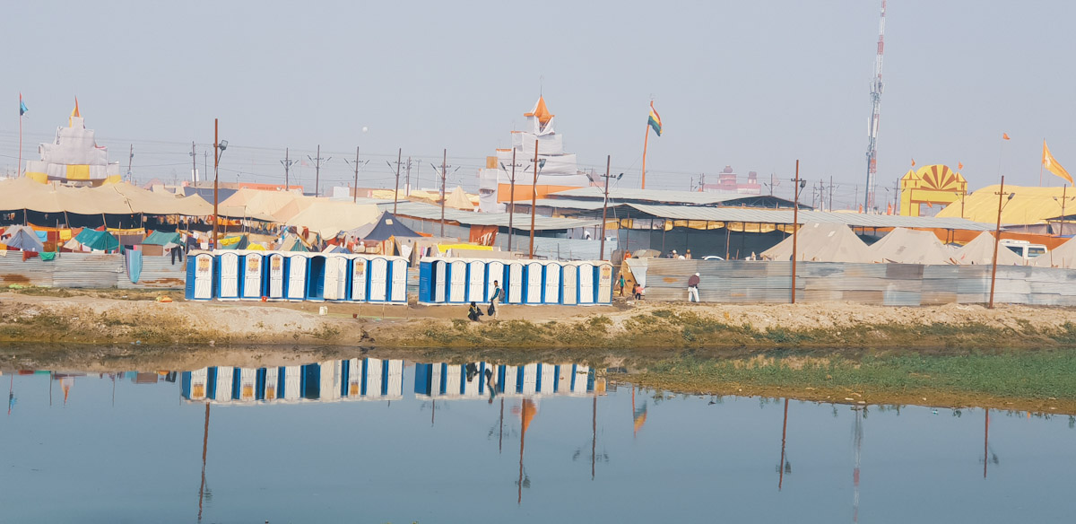 Some of the many toilets at the Kumbh MEla