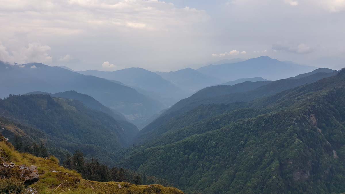 Amazingly green mountains in Nepal. Along the Mohare Danda community trek