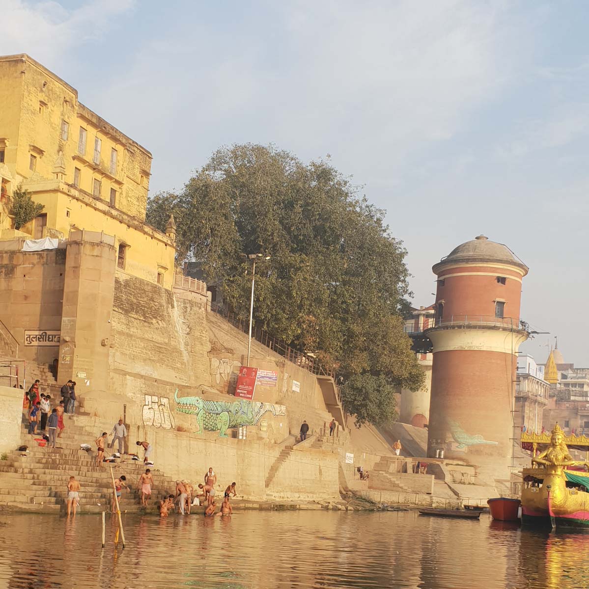 People bathing in river ganges varanasi